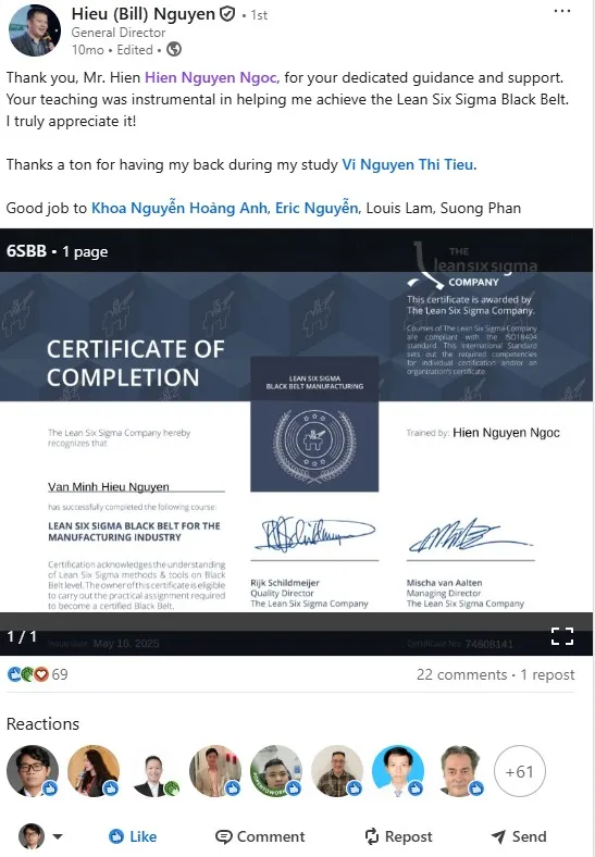 Lean Six Sigma Black Belt - HOYA LENS BINH BƯƠNG